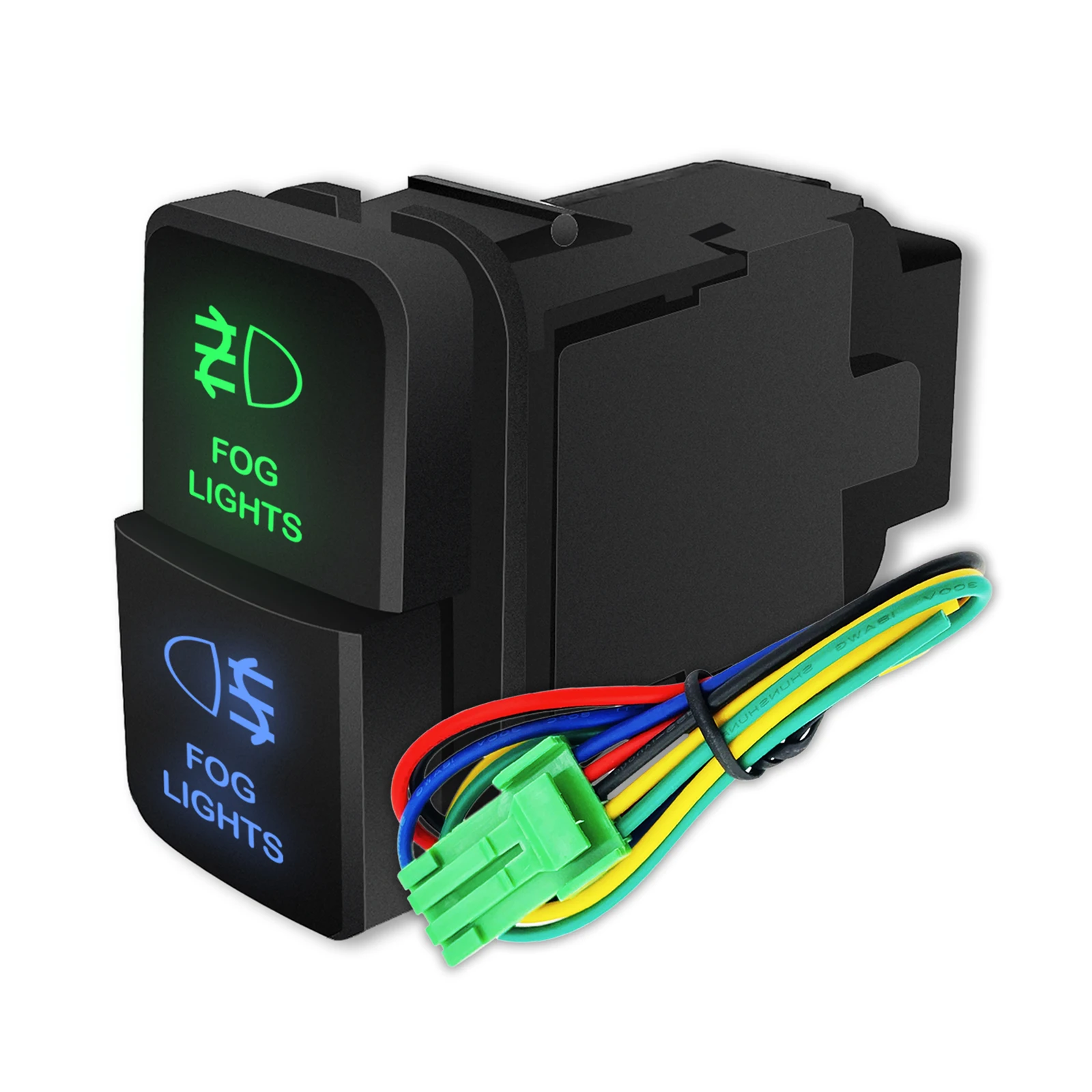 

12V Fog Lights Green&Blue Led Light Dual Car Push Button Switch for Toyota Prado 4Runner Landcruiser FJ Cruiser Tacoma Tundra