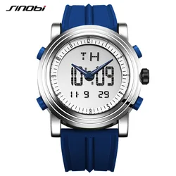 SINOBI-reloj deportivo Digital para hombre, cronógrafo de pulsera, resistente al agua, correa de reloj negra, reloj de cuarzo militar, Geneva