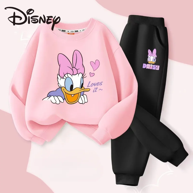 Autumn Baby Girl Clothes Set Children Disney Happy Minnie Printing Sweatshirt Top and Pants Bottom 2 Piece Suit Cotton Tracksuit