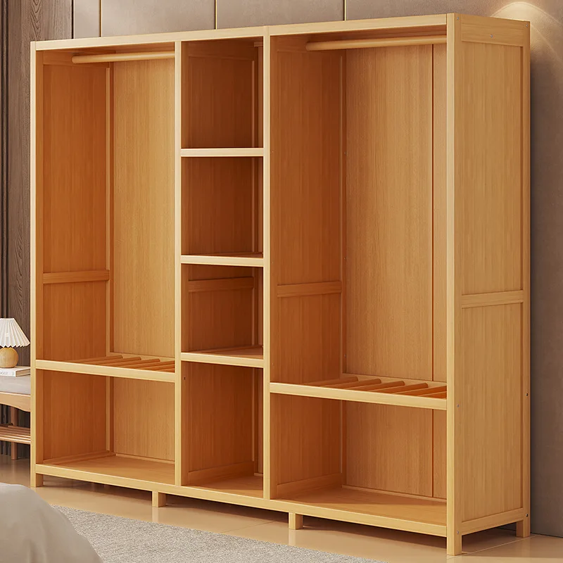

Modern Simple Bamboo Wardrobe for Bedroom Economical Home Furniture Cabinet for Rental Housing Durable and Dustproof Storage
