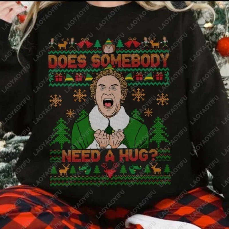 

Рождественская толстовка с капюшоном из фильма эльфа Fuuny Xmas Vacation 2025 года, вечерние, с графическим рисунком в стиле ретро, повседневный свободный зимний пуловер унисекс для взрослых