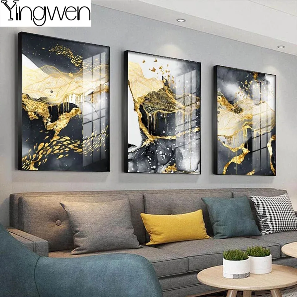 Abstract 5D Diamond Painting Marble Scenery Picture Golden Luxury Decor Cross Stitch Embroidery Kit Full Diamond Mosaic Picture