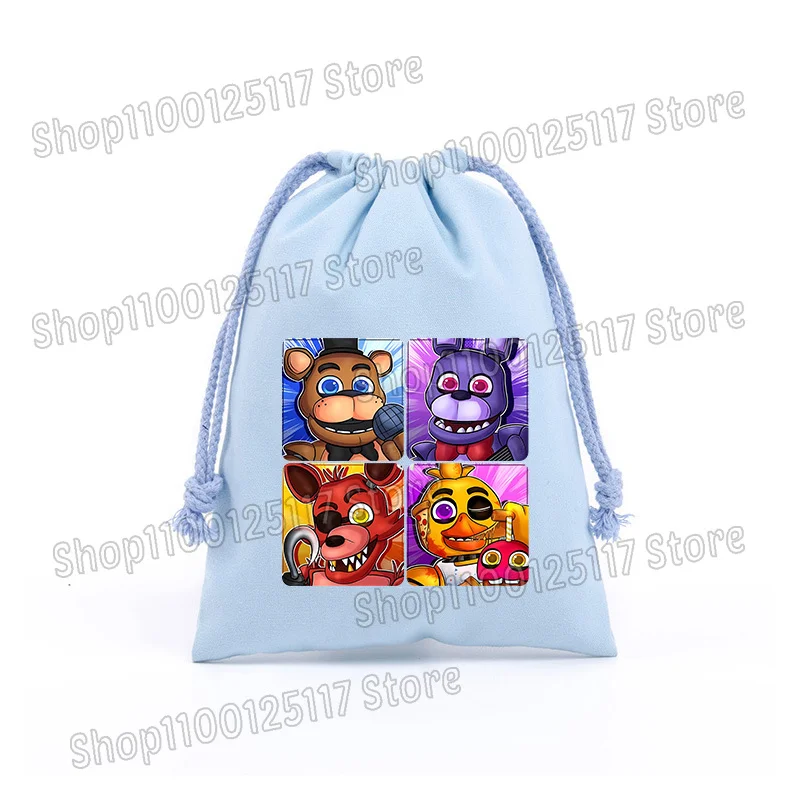 Fnafs Drawstring Bags Five Nights Freddys Anime Cartoon Makeup Candy Storage Bag Boys Girls Cool Cotton Bundle Pocket Gift Bags - view 6