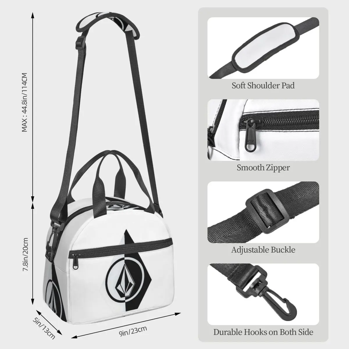 Volcom Bolsas de almuerzo de tendencia Caja Bento aislada Bolsa de almuerzo impermeable Bolsas de picnic Bolsa más fresca para mujeres y niños