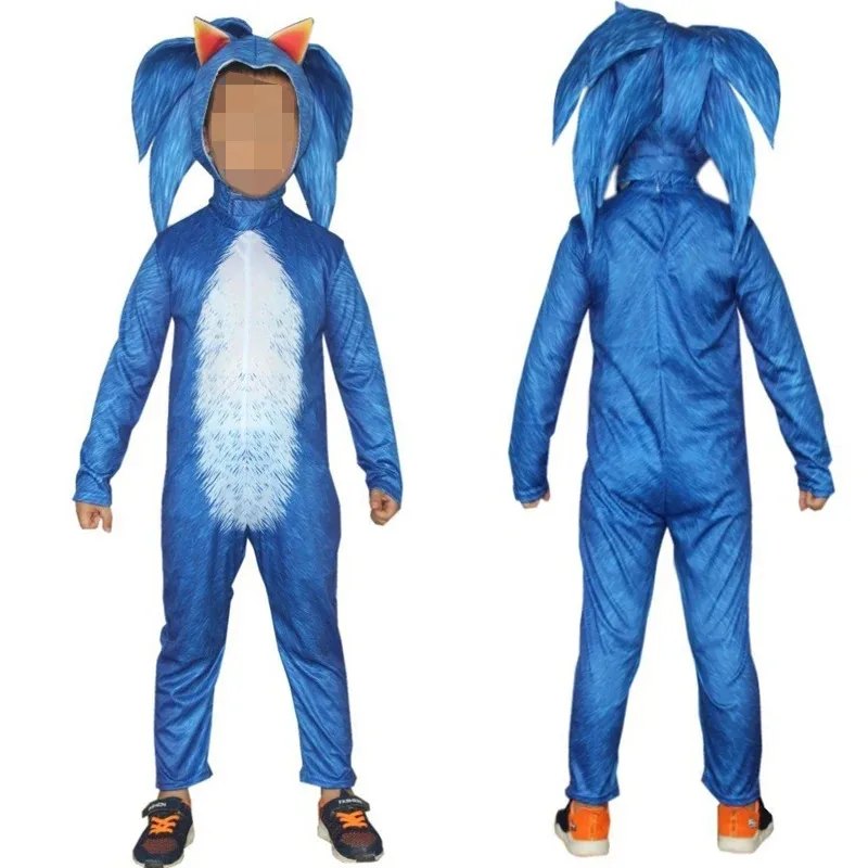 Disfraz de Cosplay Sonicing de erizo para niño, incluye casco, guantes, Halloween, Carnaval, ropa divertida para niños