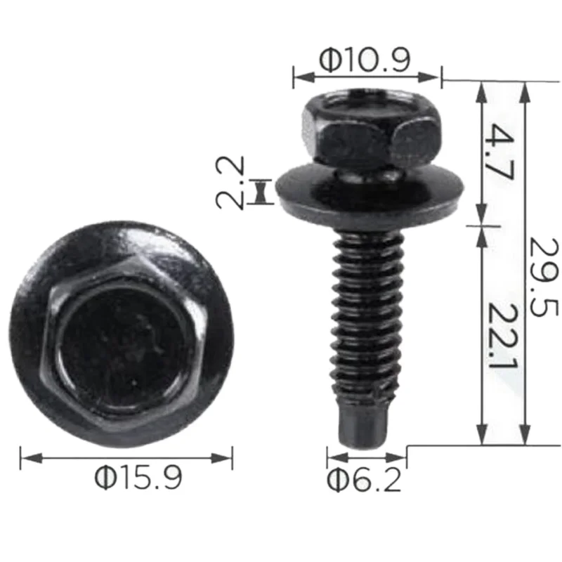 6025329 10PCS R-319 Hexagon-head thread bolt clamp fixing buckle suitable for Chrysler Dodge Jeep automobile body fender