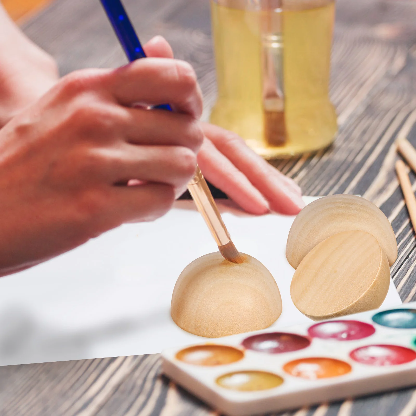 

40Pcs Wood Balls Half Wooden Spheres Unfinished Craft Shapes for Painting Drawing Decoration Wooden Beads Half Wood Balls