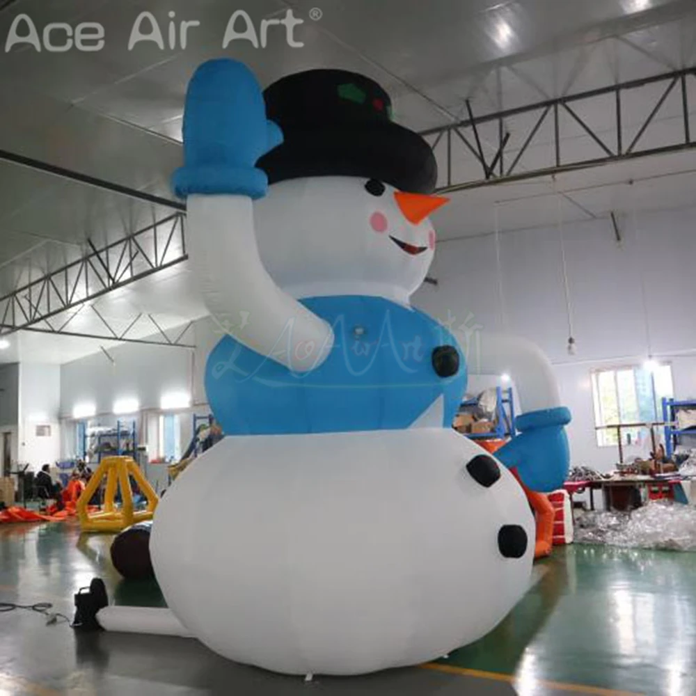 4m H Giant Christmas Inflatable Snowman การ์ตูนรุ่นยอดนิยมยืนสไตล์ Vow ลายเซ็นสําหรับงานปาร์ตี้ตกแต่ง