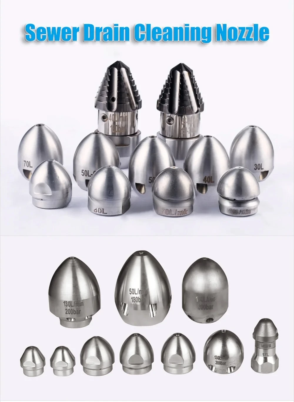 40~170L/min High Pressure Dredging Truck Ceramic Hole Nozzle 100‑300Bar Suction Cleaning Truck Nozzle