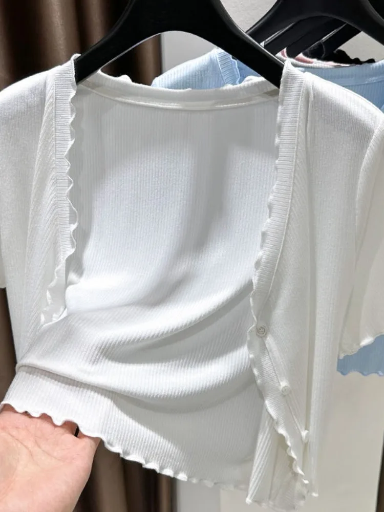 Modal oulder Wrap ort Sve Knitted Cardigan Women's Summer Outerwear Wood ain  ort Sle Collar Pin