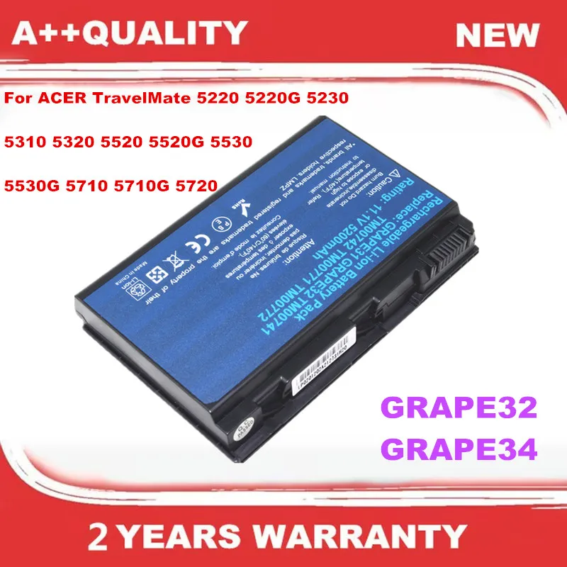 

GRAPE32 GRAPE34 Laptop Battery For ACER TravelMate 5220 5220G 5230 5310 5320 5520 5520G 5530 5530G 5710 5710G 5720