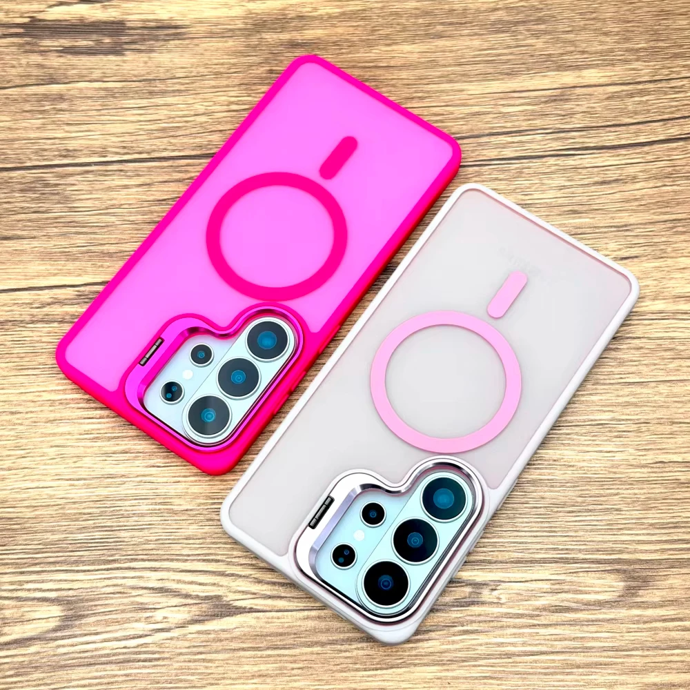 Luxury Matte Translucent Case For Samsung Galaxy S26 S25 S24 Ultra FE Plus A57 A37 A17 A56 A36 A26 A16 S25FE Magsafe Stand Cover