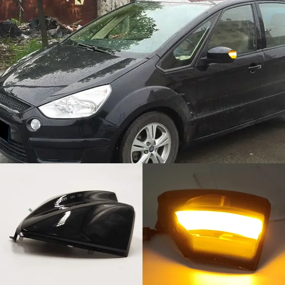 

New！ 2PCS Car LED Dynamic Turn Signal Side Wing Mirror Indicator Light Lamp For Ford S-Max 2007-2014 Kuga C394 2008-2012 C-MAX