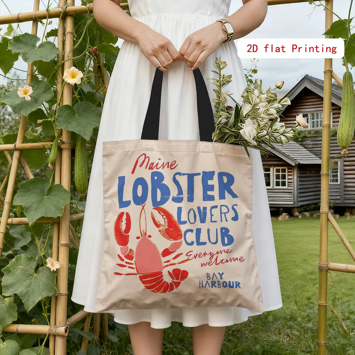 Maine Lobster Enthusiasts Club Outdoor Shopping Bag Events Gifts for Friends Family Double Sided Print Lightweight Material