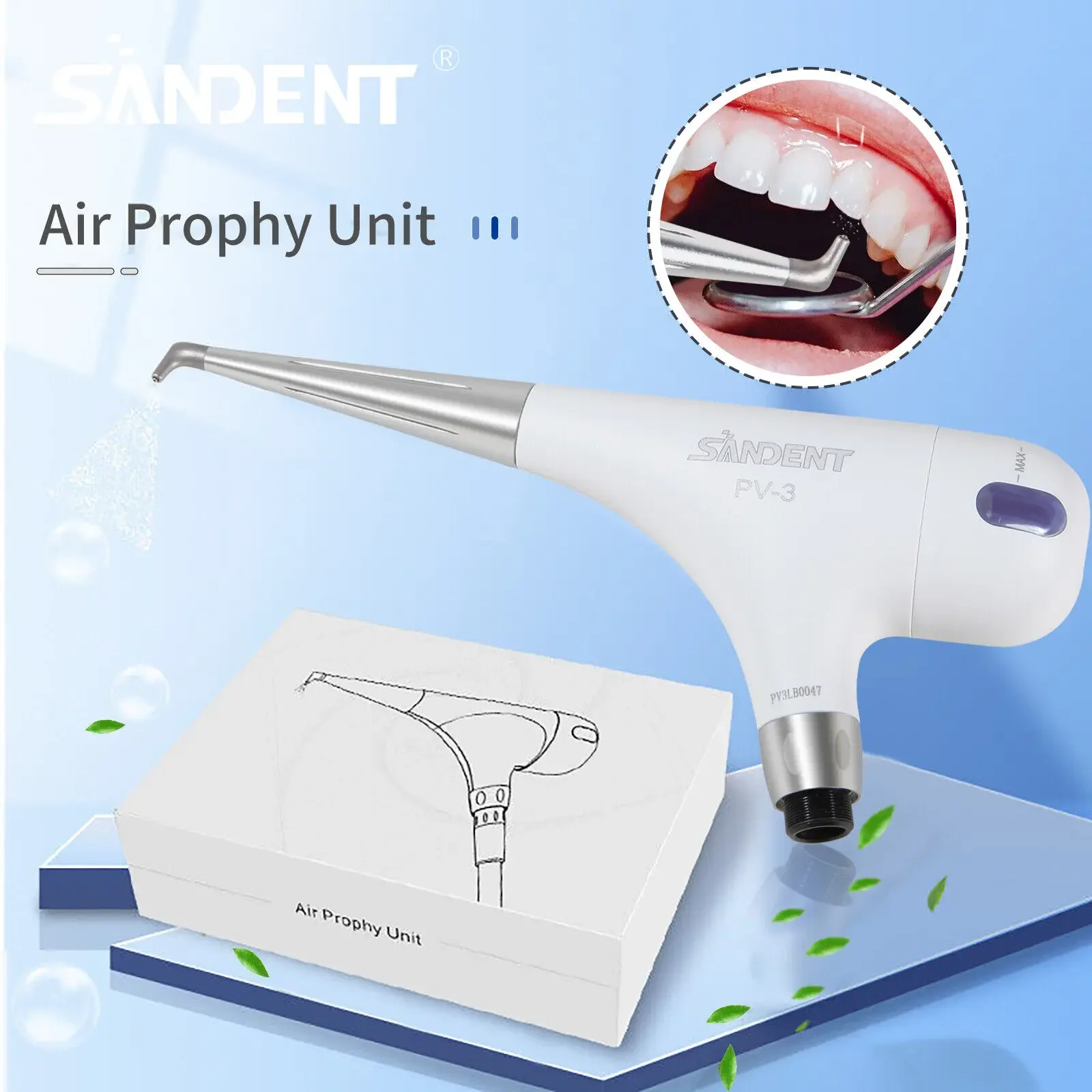 

Dental teeth Polisher Prophy Handpiece Air flow Polishing Jet 2 hole Hygiene PV-3 White Color