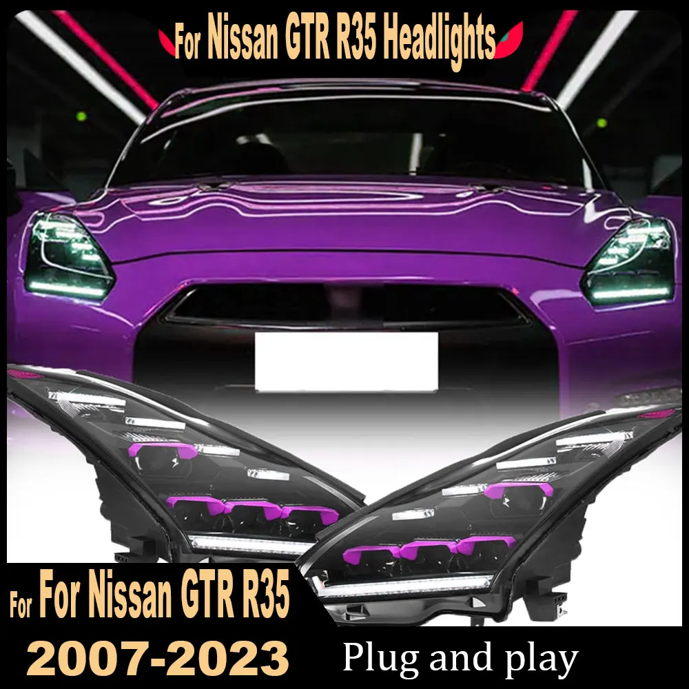 Car Headlamp Assembly  For Nissan GTR R35 Headlight 2007-2023 Upgrade Modified to New DRL Dynamic Turn Signal LED Accessories
