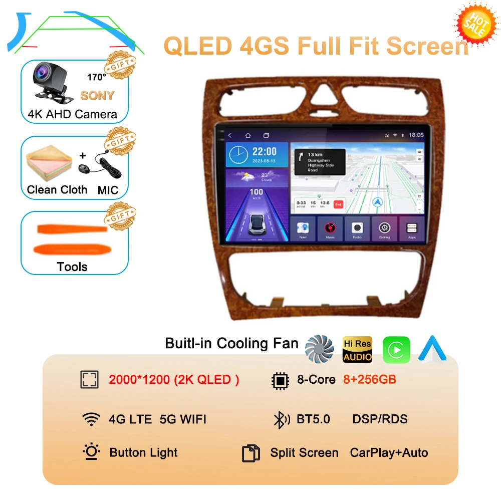 Android 16 autoradio multimediasysteem voor Mercedes Benz W203 Vito W639 Vaneo CLK W209 W210 CarPlay navigatie GPS 4G BT - afbeelding 1