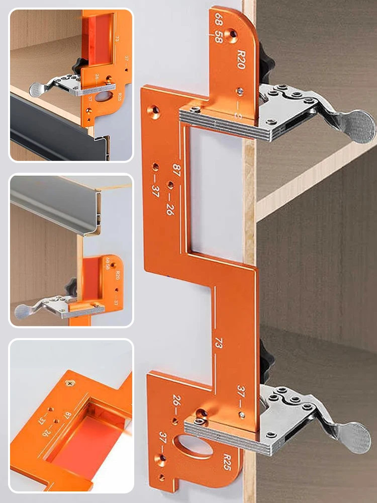 Invisible Embedded Handle Slotting Template, For Wardrobe, Kitchen Handle, Cabinet Door No Handle Needed Slot Positioning Tool