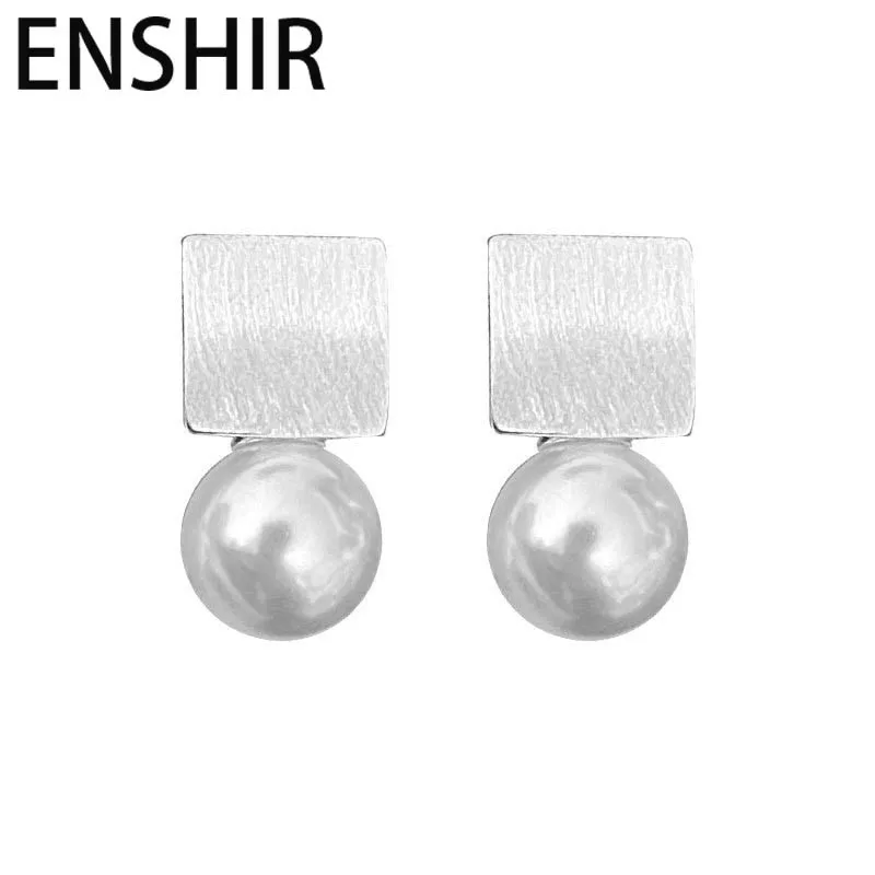 ENSIHR Irregular Imitation Pearl Colorful Disc Clip Earring for Women Girl Niche Versatile Jewelry Wholesale