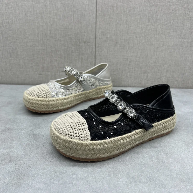 2026年春-レディース-快適レースフィッシングシューズ-ネットレース-厚底-牛革底-シングルシューズ-カジュアルスタイル-ラウンドトゥ