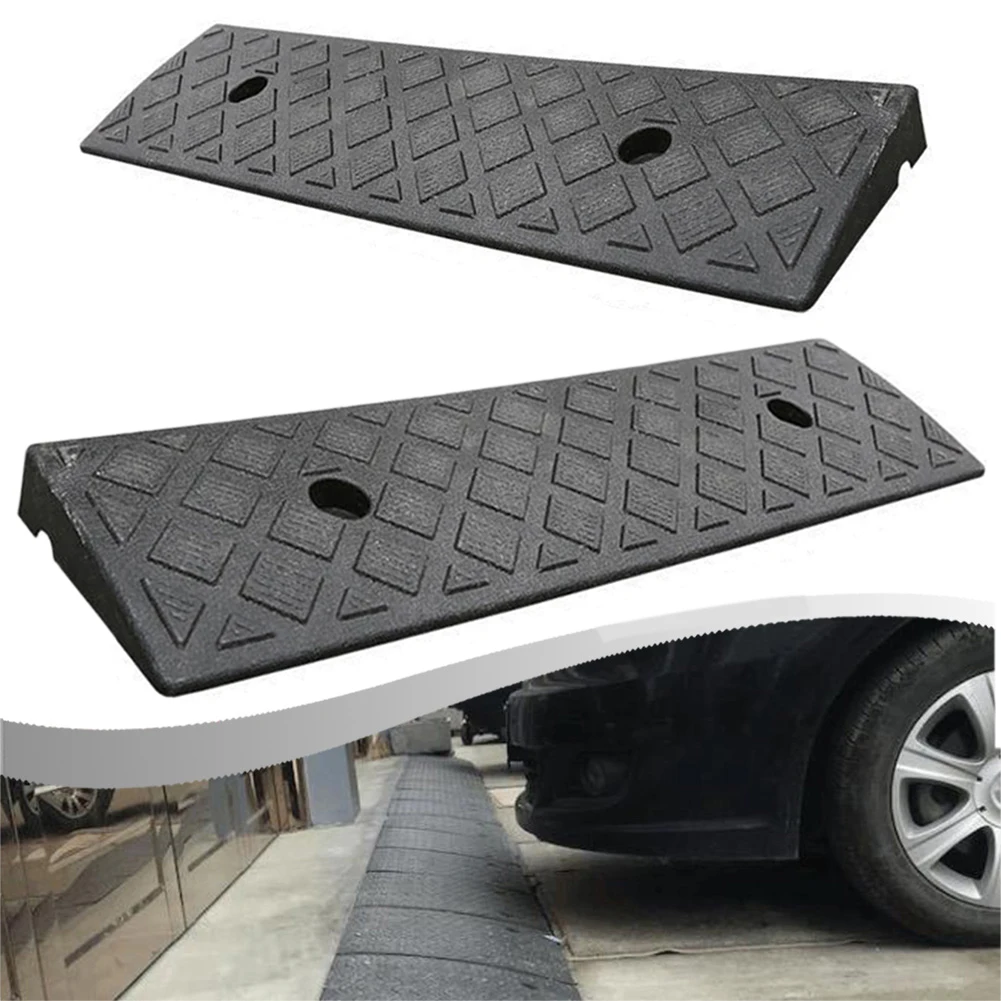 2pc Plastic Kerb Ramp Non-Slip Threshold Ramp 30mm Height For Cars Bicycles Wheelchairs Going Uphill Smooth Transitions