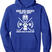 Sudadera con capucha Unisex Polarshe Dog And Hockey Make Me Happy Humans Make My Head Hurt