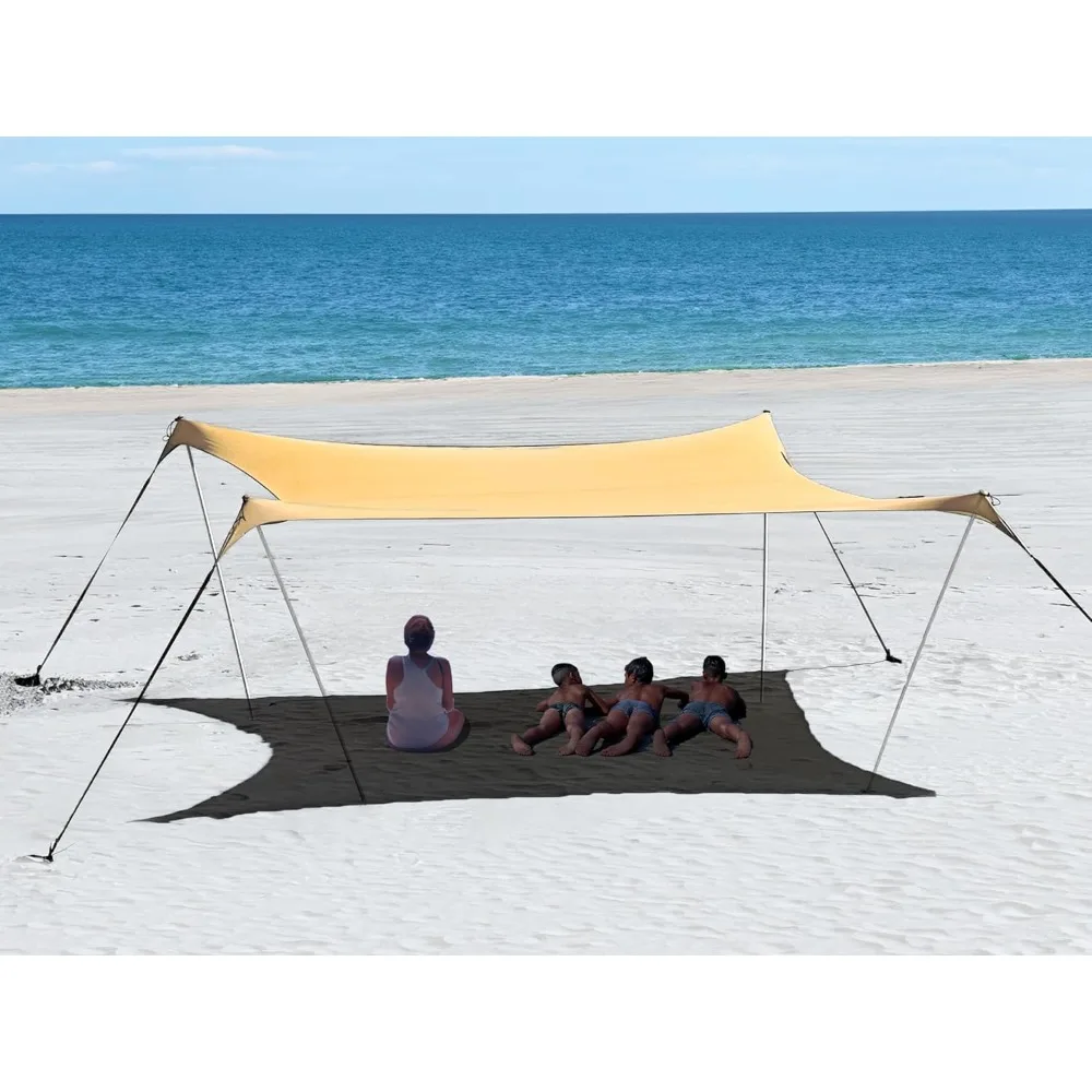 

10×10ft UPF50+ Beach Tent Sun Shelter, Windproof Stable Outdoor Pop Up Beach Shade Canopy for Camping, 4 Pole,canopy