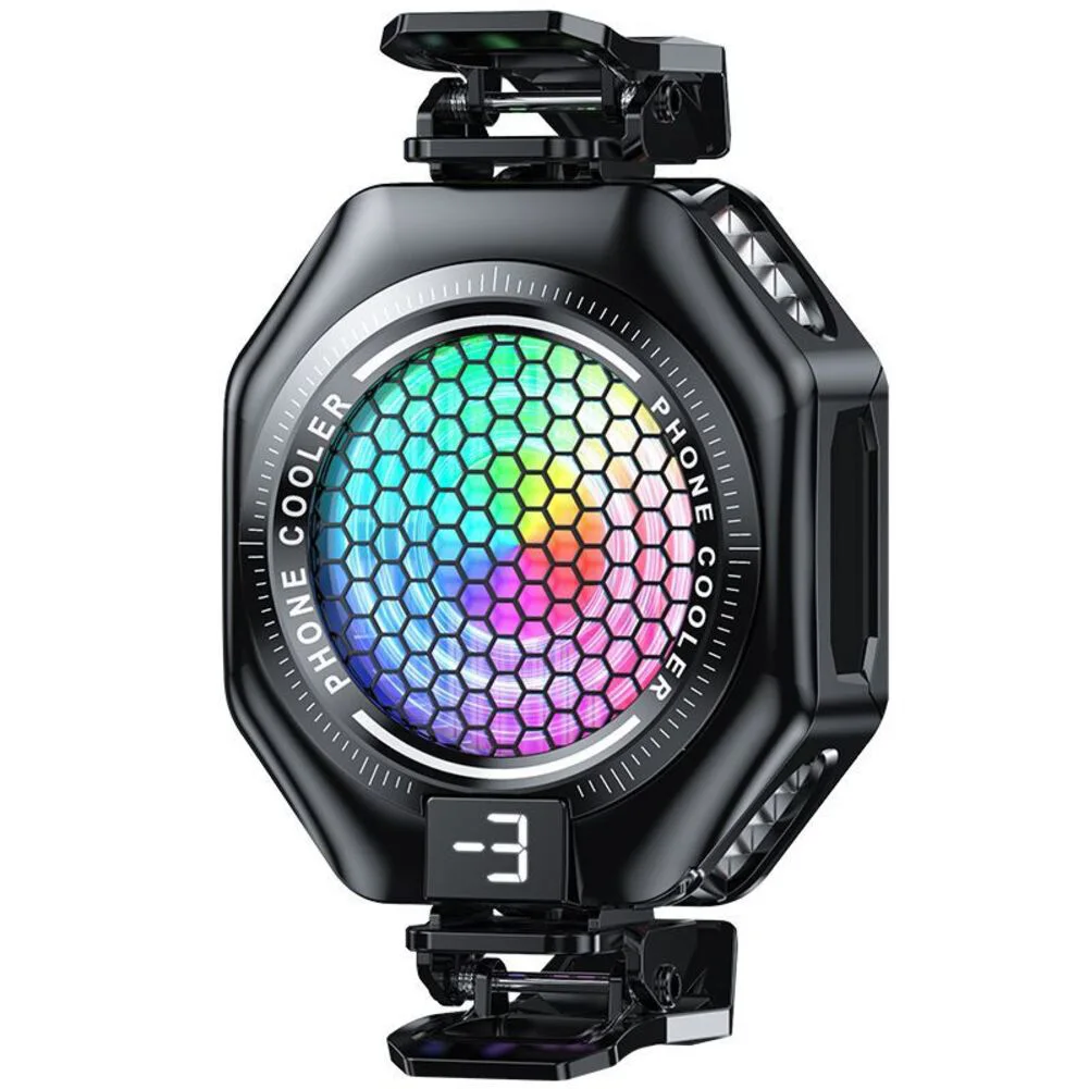 High Efficiency Gaming Phone Cooler with Magnetic Suction Design and RGB LED Lighting for Optimal Gaming Experience