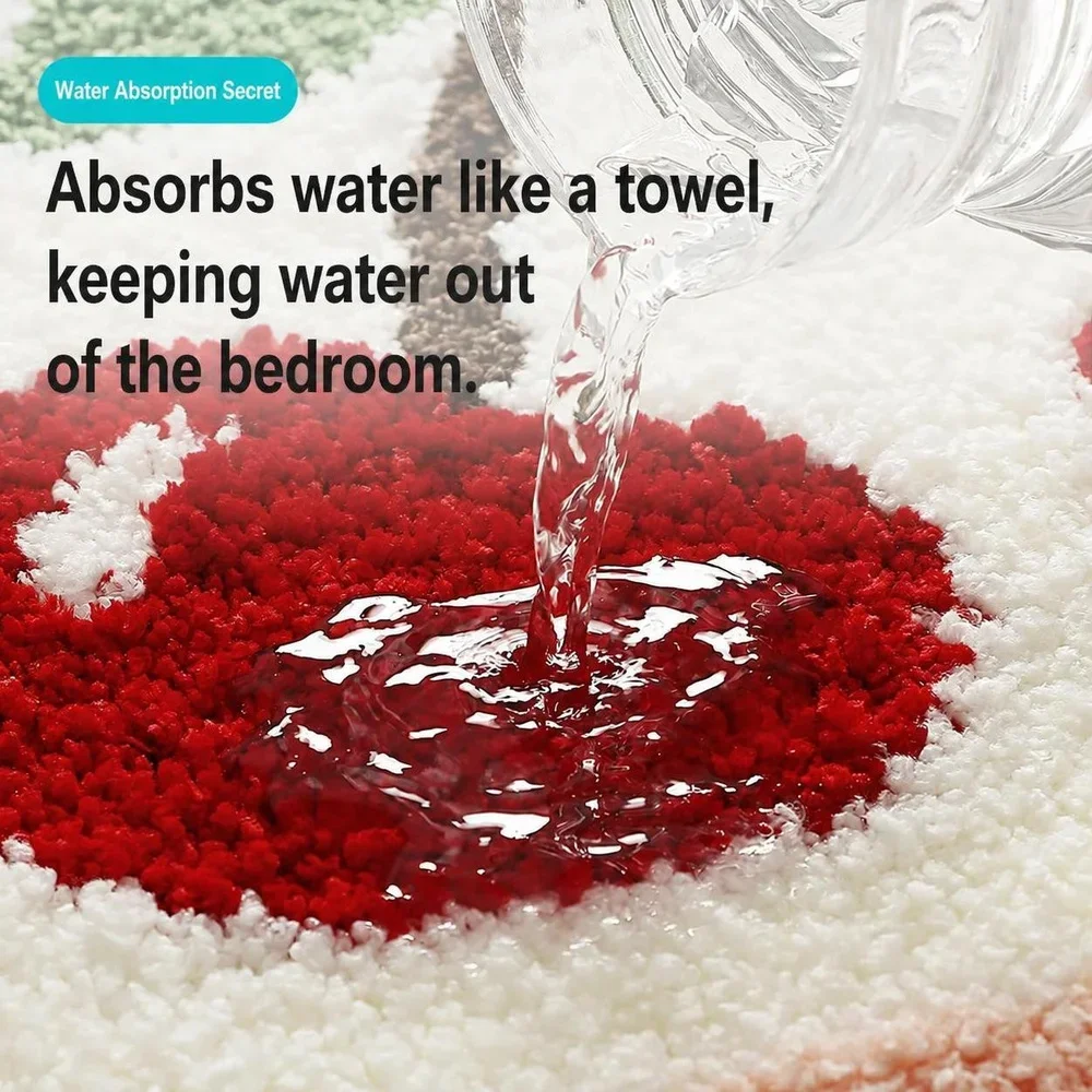 Nordic Cute Cherry Bathroom Rug Non Slip Absorbent Fluffy Bath Mat Soft Microfiber Shower Floor Carpet Home Decor Toilet Doormat