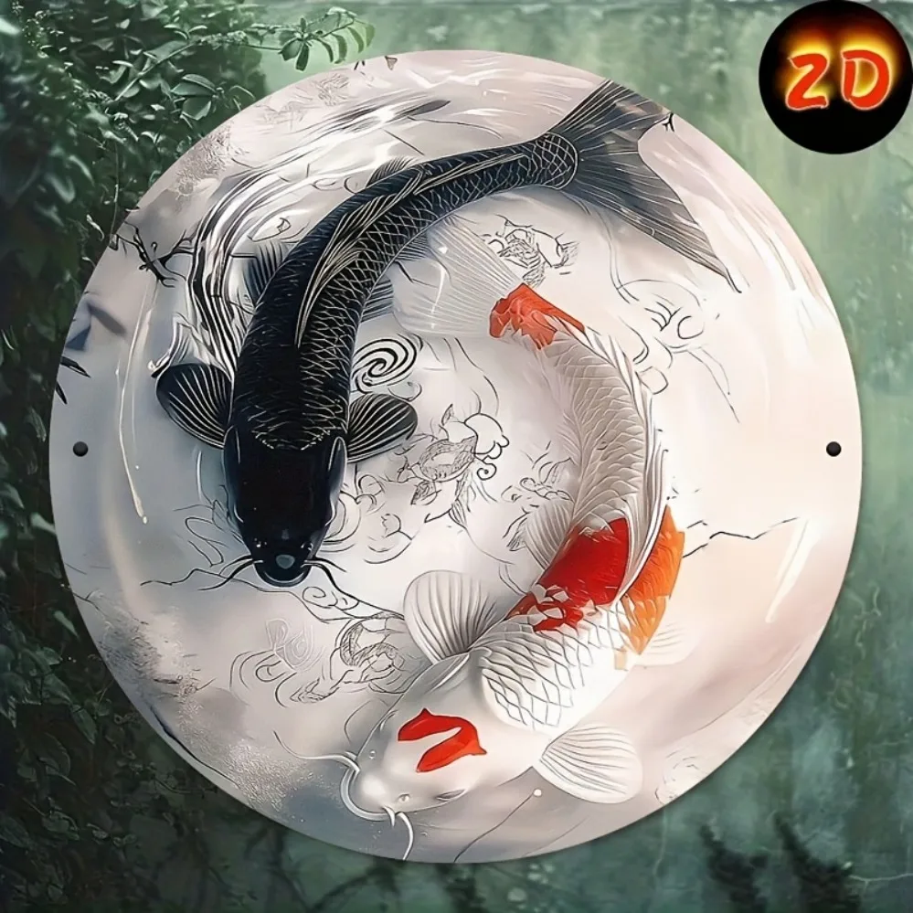 Elegant Black and White & Red-Orange Koi Fish Designs - Durable Iron Material, Perfect for Home, Office, Restaurant or Bar