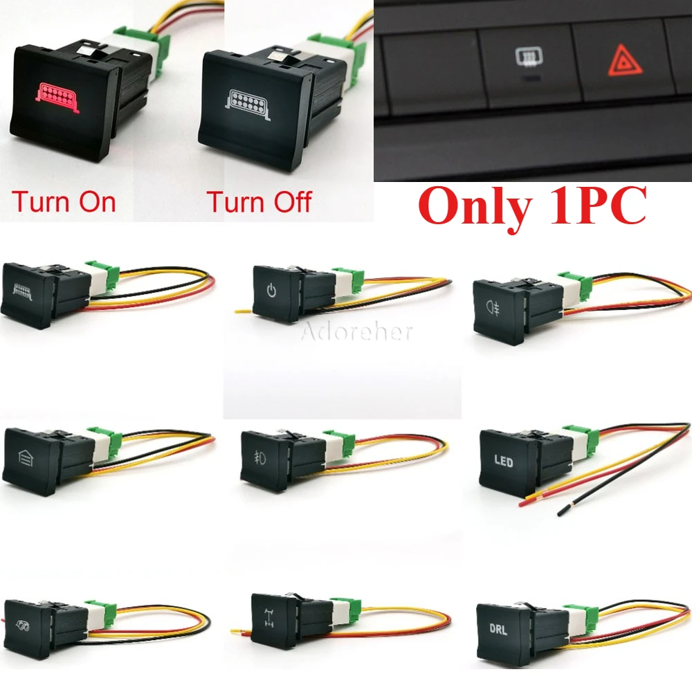 Compatible for VW Polo 6C 2014 2015 Car LED DRL Fog Light Power on Off Radar Garage Switch Button with Wire Accessories
