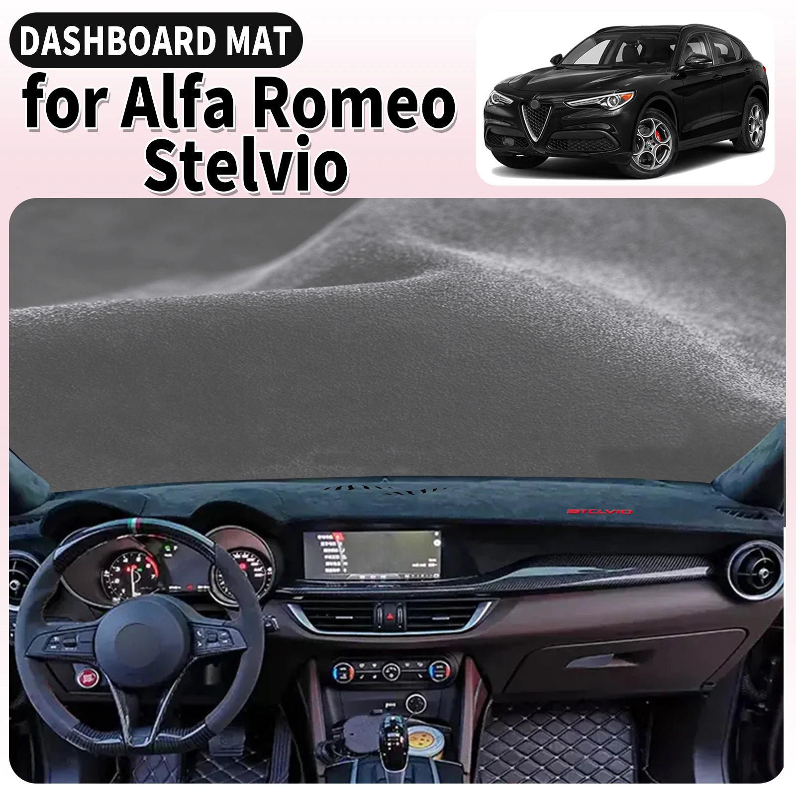 

fit for Alfa Romeo Stelvio 2017 2018 2019-2024 Car Dashmat Dashboard Cover Pad Accessories DashMat Sunshade Protective Carpet