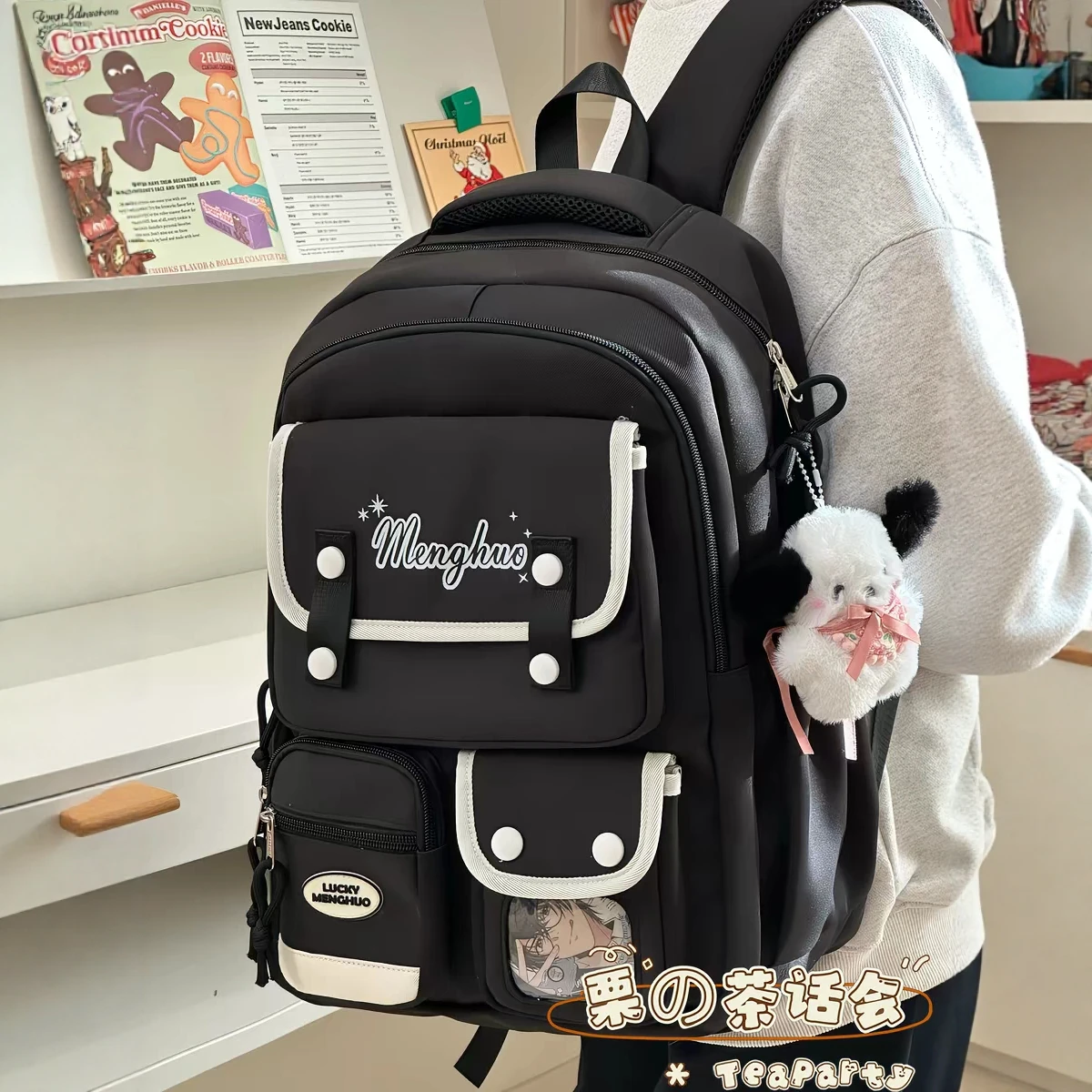 Cute Large Capacity Double Shoulder Backpack for School Computer Bag Sweet College Style Daily Use Soft Handle Female Backpack