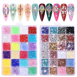 3500 Pcs/Box Round Resin Flat Bottom Color Glitter Rhinestones Kit DIY 3D Nail Art Decoration Gems Accessories