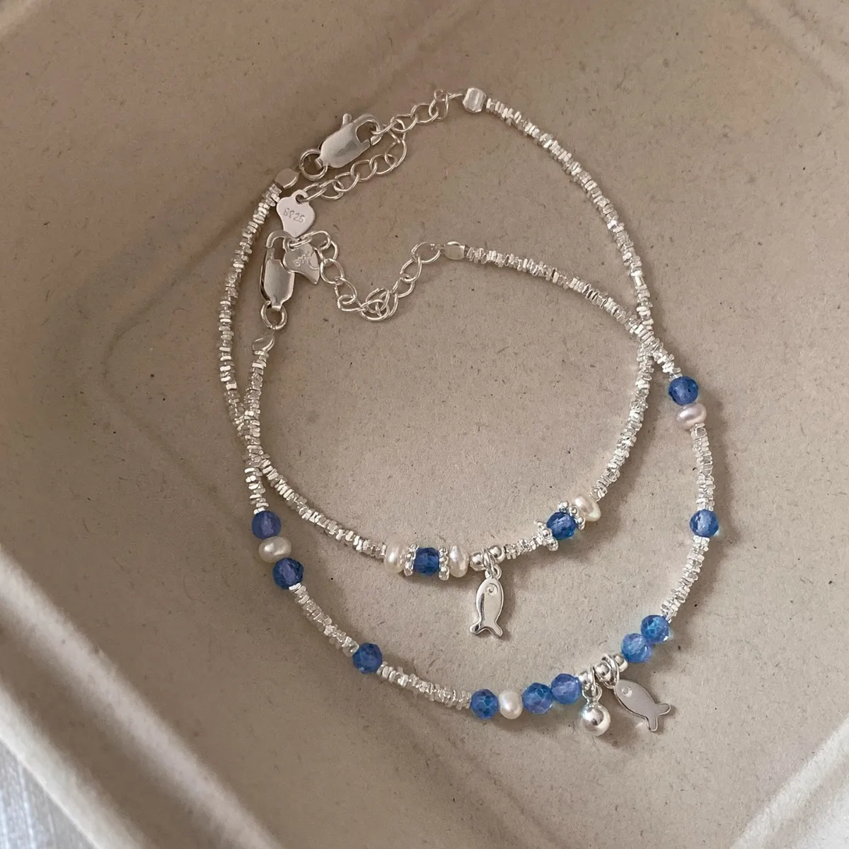 

PANJBJ 925 Sterling Silver Crystal Pearl Bracelet for Women Fish Beads Fashion Minimalism Jewelry Gift Dropshipping