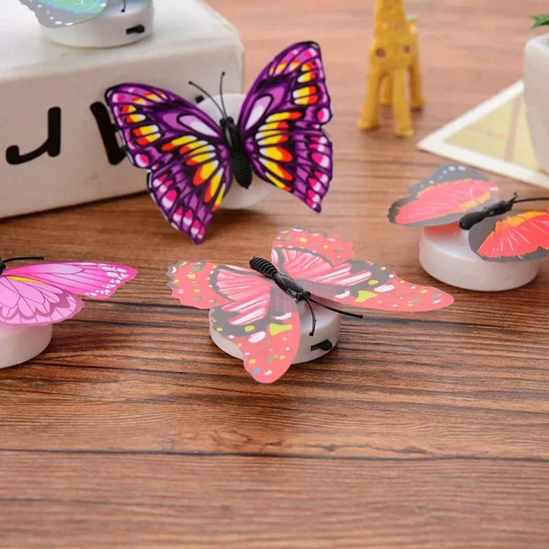 Diy LED Home Decoration Wall Light Butterfly Night Light Creative Funny Colorful Luminous Butterfly Light Stickable Color Random