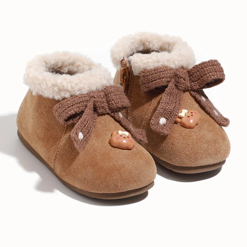 

2025 New Winter Baby Warm Snow Boots Fleece Lined Children's Cotton Shoes for Boys & Girls Anti-slip Soft Sole Toddler Footwear