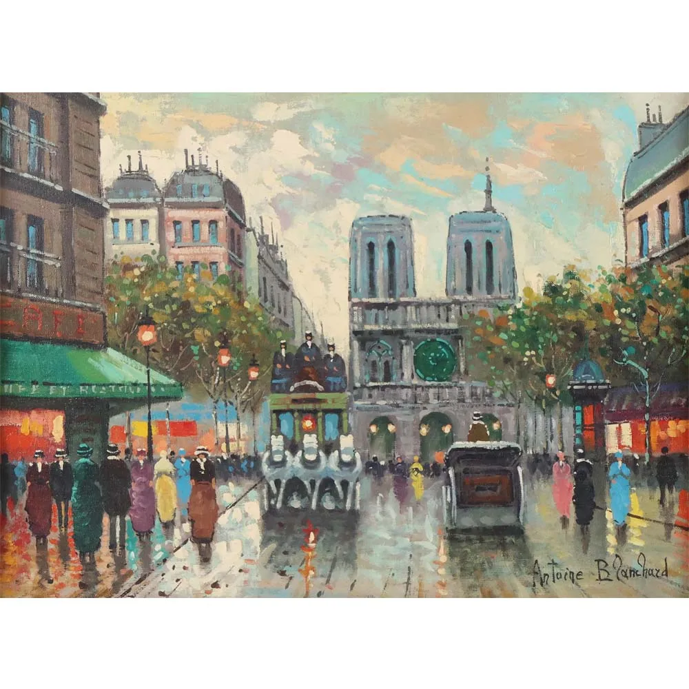 Antoine Blanchard paintings,Paris Street Scene,oil on canvas,Hand painted landscape oil painting,Decoration picture for wall