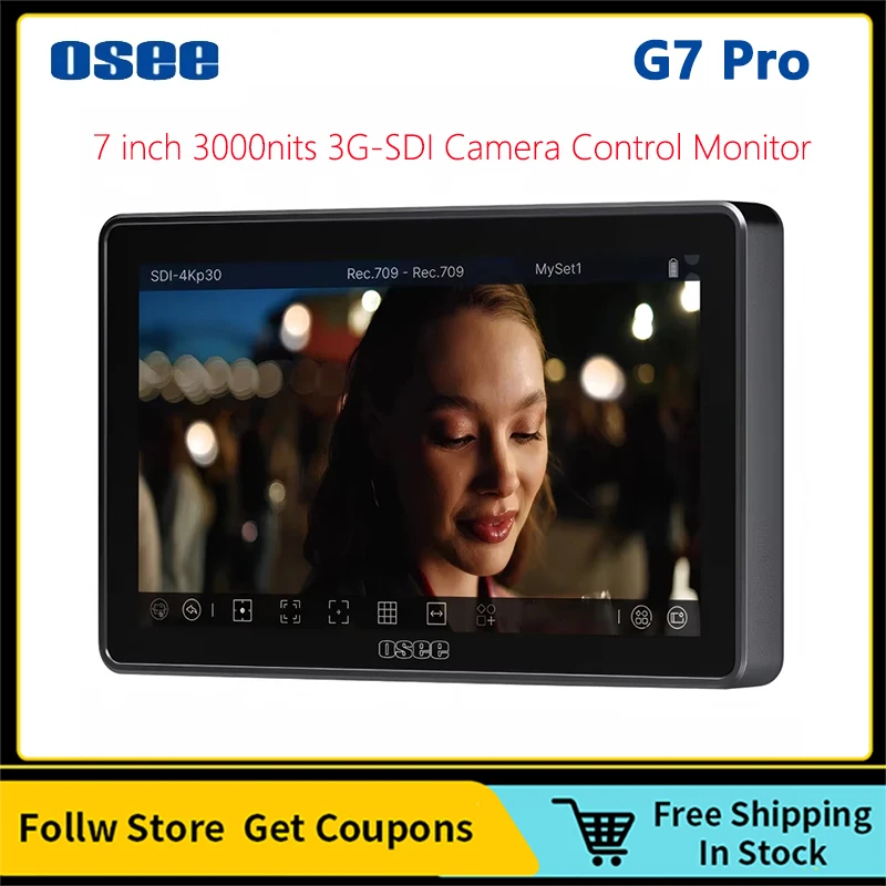 Osee G7 Pro 7 inch Camera Control Touchscreen Field Monitor With 3G-SDI and 4K HDMI For DSLR Consumer or Professional Camera