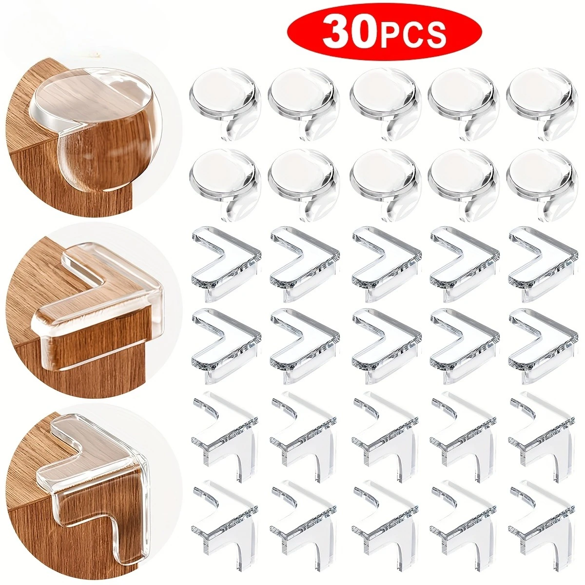 

30 piece table corner protective cover, soft and transparent silicone furniture anti-collision pad