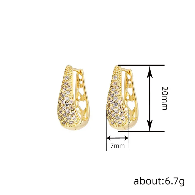 Huitan Gold Color/Silver Color Hoop Earrings Female Luxury Bright Zirconia Accessories Delicat Hollow-out Design Party Jewelry