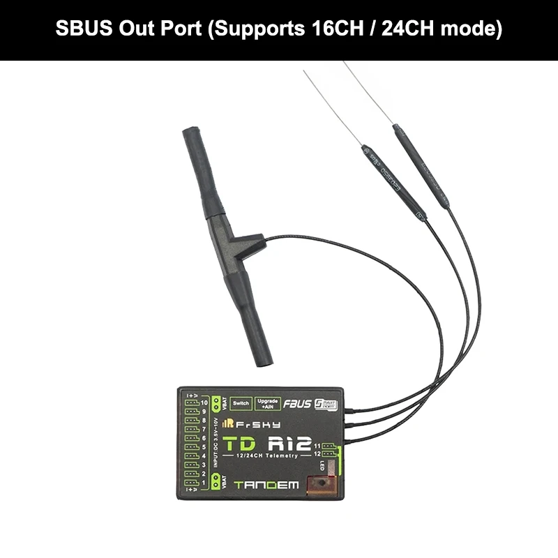 جهاز استقبال FrSky TD R12 ، 12 قناة مع PWM SBUS FBUS أو S.Port ، 2.4Ghz ، 900MHz