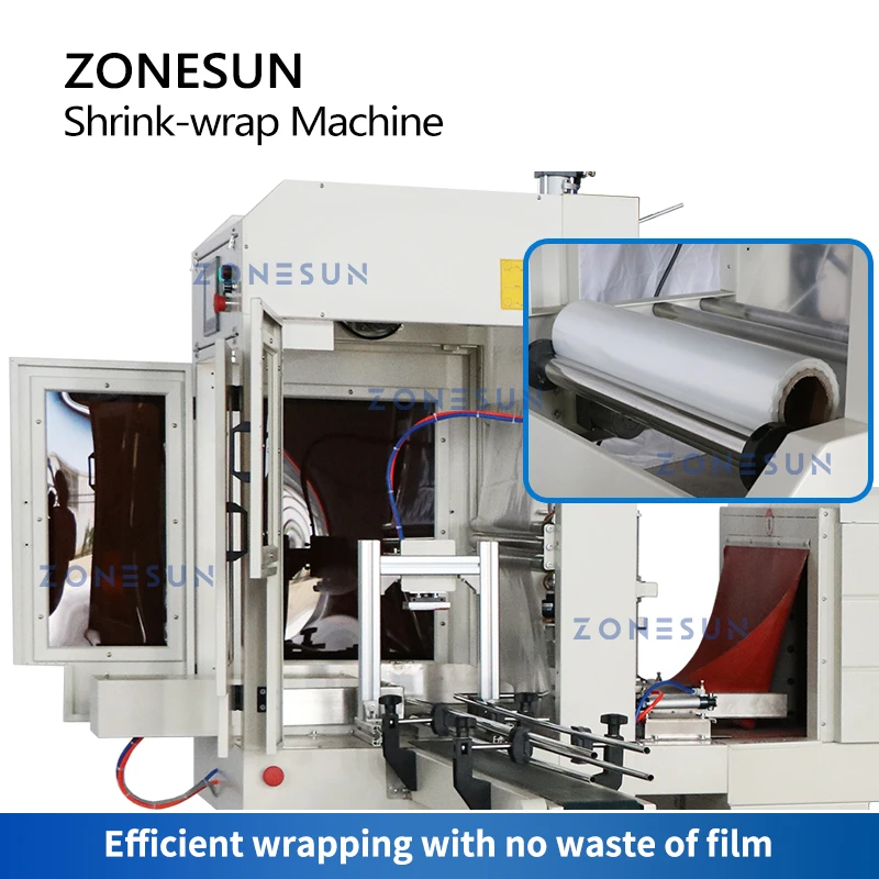 ZONESUN Automatic Shrink Wrap Machine Beverages Bottle Wraping Cutting Shrinking Tunnel Drinks Product Packaging ZS-SPL4