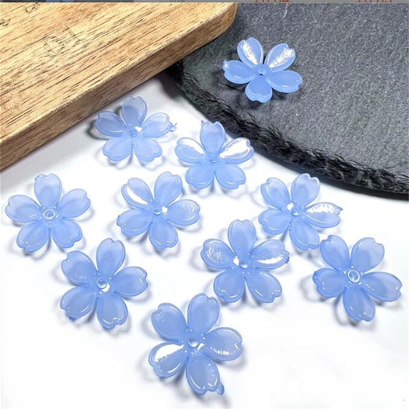 100pcs/lot new jelly acrylic flower beads charm connectors for diy earrings necklace garment hair jewelry making accessories