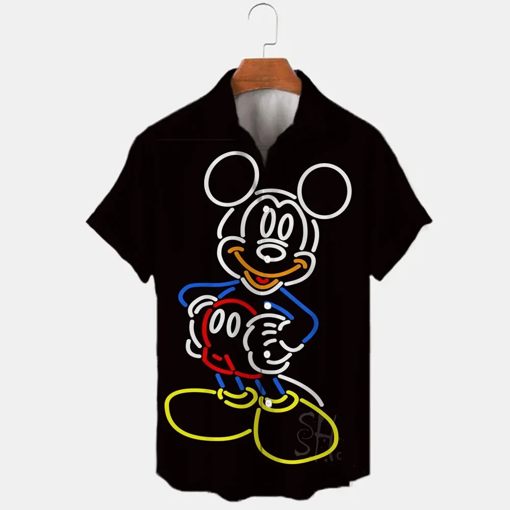 New Men's Shirts Summer Streetwear Hawaii Unisex Shirts 3D Printed Disney Donald Duck Mickey Mouse Temperament Men's Shirts