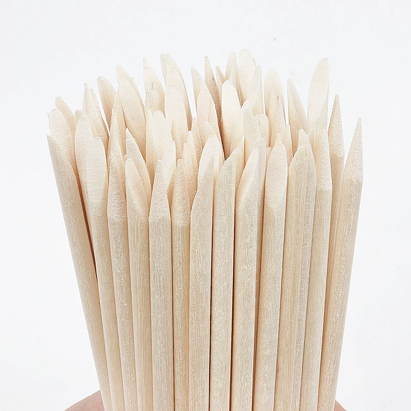 100pcs Nail Cuticle Pusher Orange Wood Sticks Nail Manicures Remover Wooden Design Nail Gel Polish Drawing Stick for Nail Art