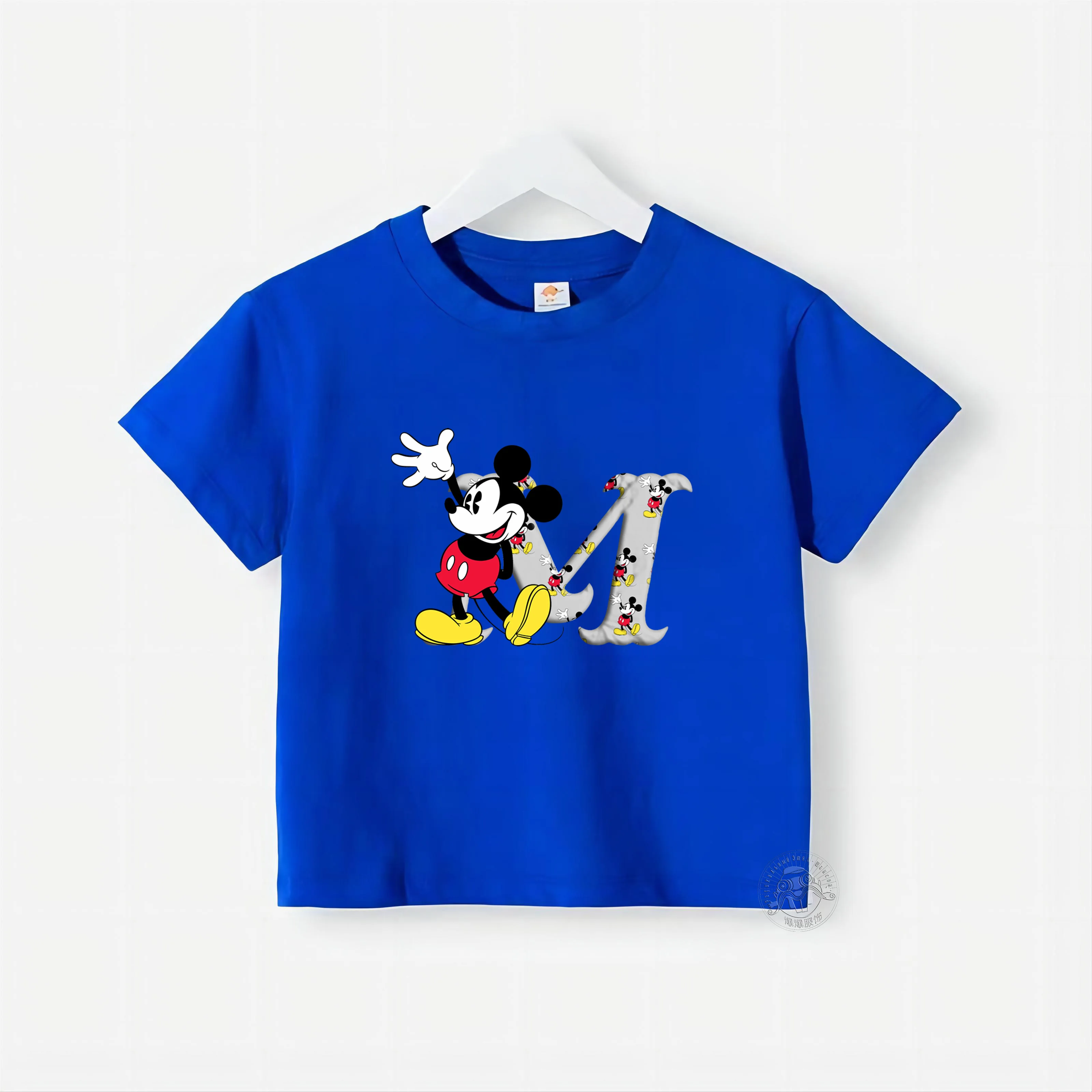 Disney Mickey Mouse children cartoon letters printed cotton short sleeve T-shirt summer 2024 new children boys and girls on clot