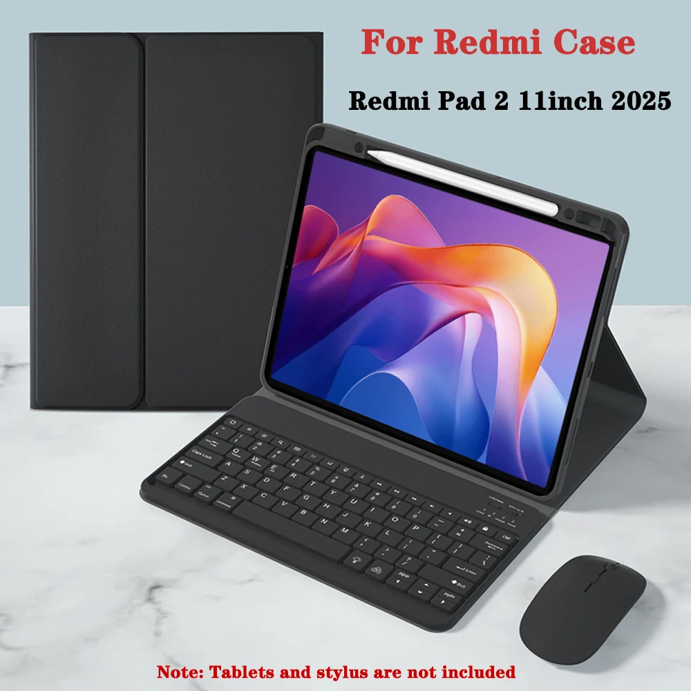 Keyboard Case for Redmi Pad 2 11-inch 2025,For Xiaomi Redmi Pad 2 11-inch Tablet Case with Pencil Holder and Bluetooth Keyboard