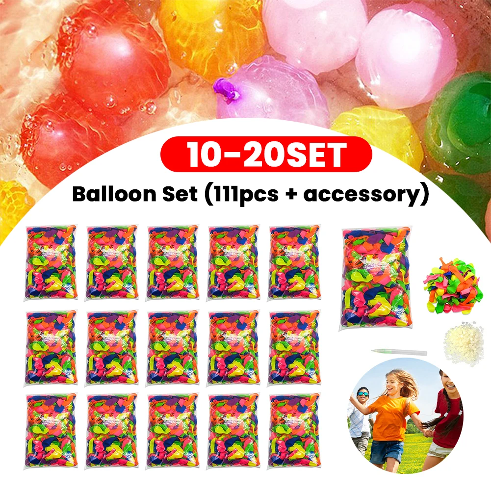 111PCS/Pack Multicolor Latex Filling Water Bombs Balloons Children Water War Game Summer Outdoor Beach Event Party Toy Props