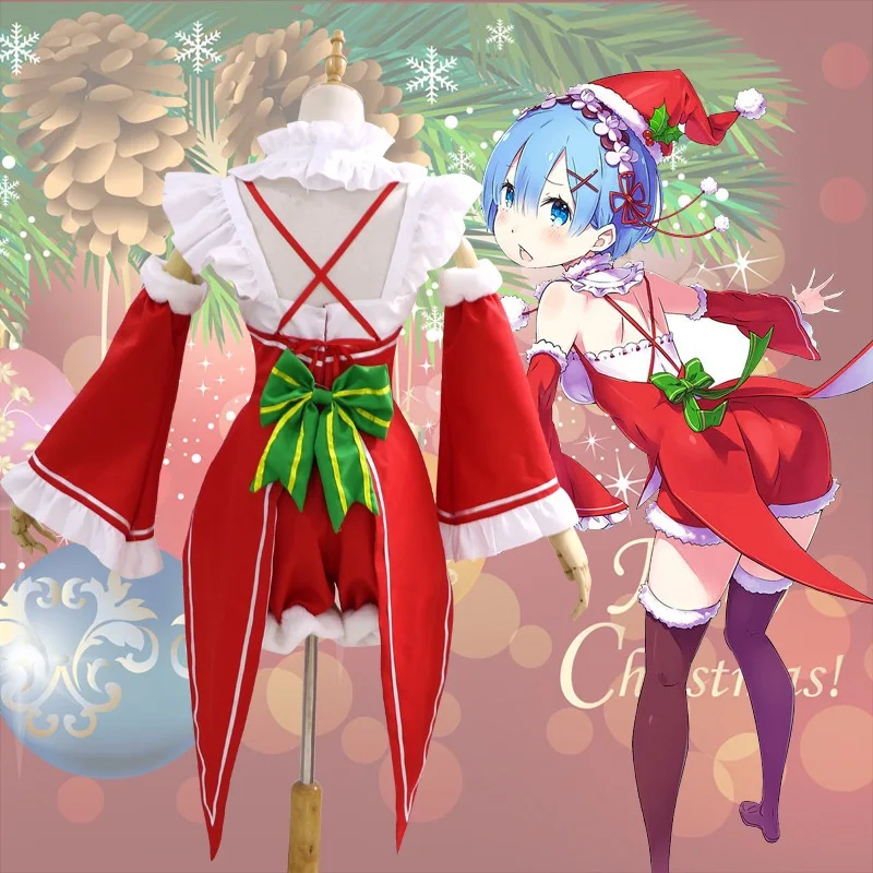 Fato de Empregada para Senhora, Roupa de RPG, Anime Japonês, Re:Lofe em um Mundo Diferente de Zero, Uniforme de Natal